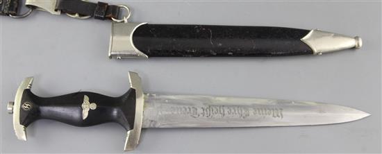 A Third Reich SS dagger with hanger, 15in.